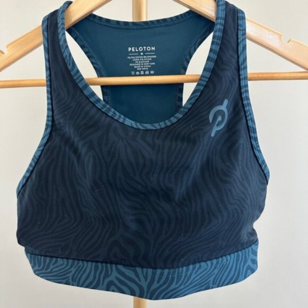 Peloton Zebra Animal Print Racerback Sports Bra | Medium | Removable Pads | EUC
